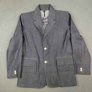StudioSuits Selvedge Blazer Mens 40R Blue Denim Cotton Sport Coat Jacket